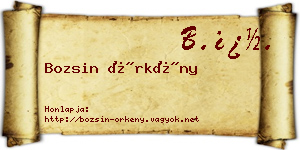 Bozsin Örkény névjegykártya